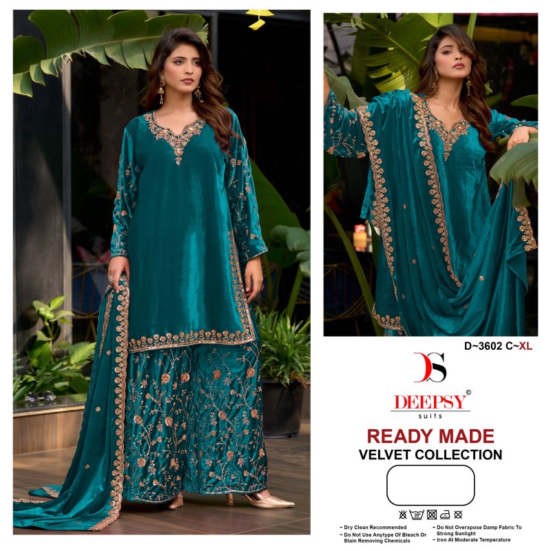 D 3602 A To D By Deepsy Ice Velevt Readymade Pakistani Suits
